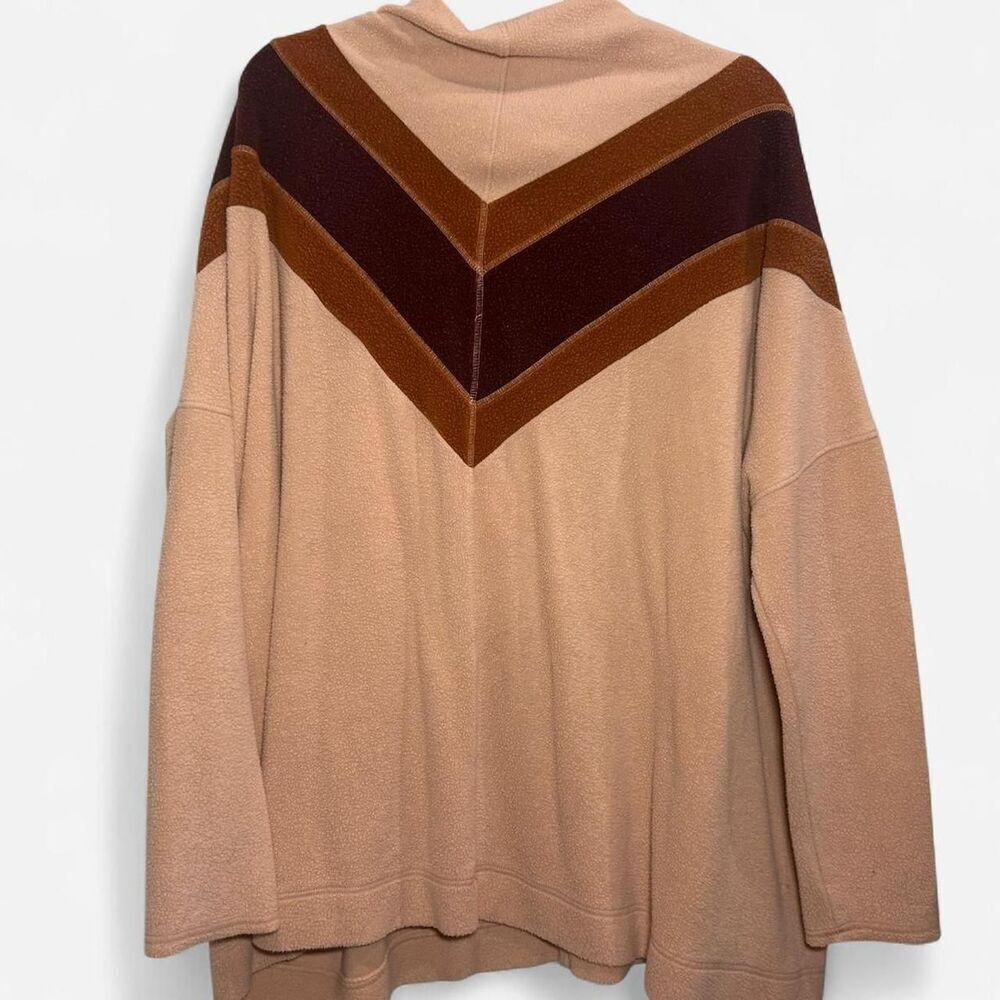 Free People Chevron 70s Fleece Mock Neck Sweater Retro Boho Large - Picture 4 of 7